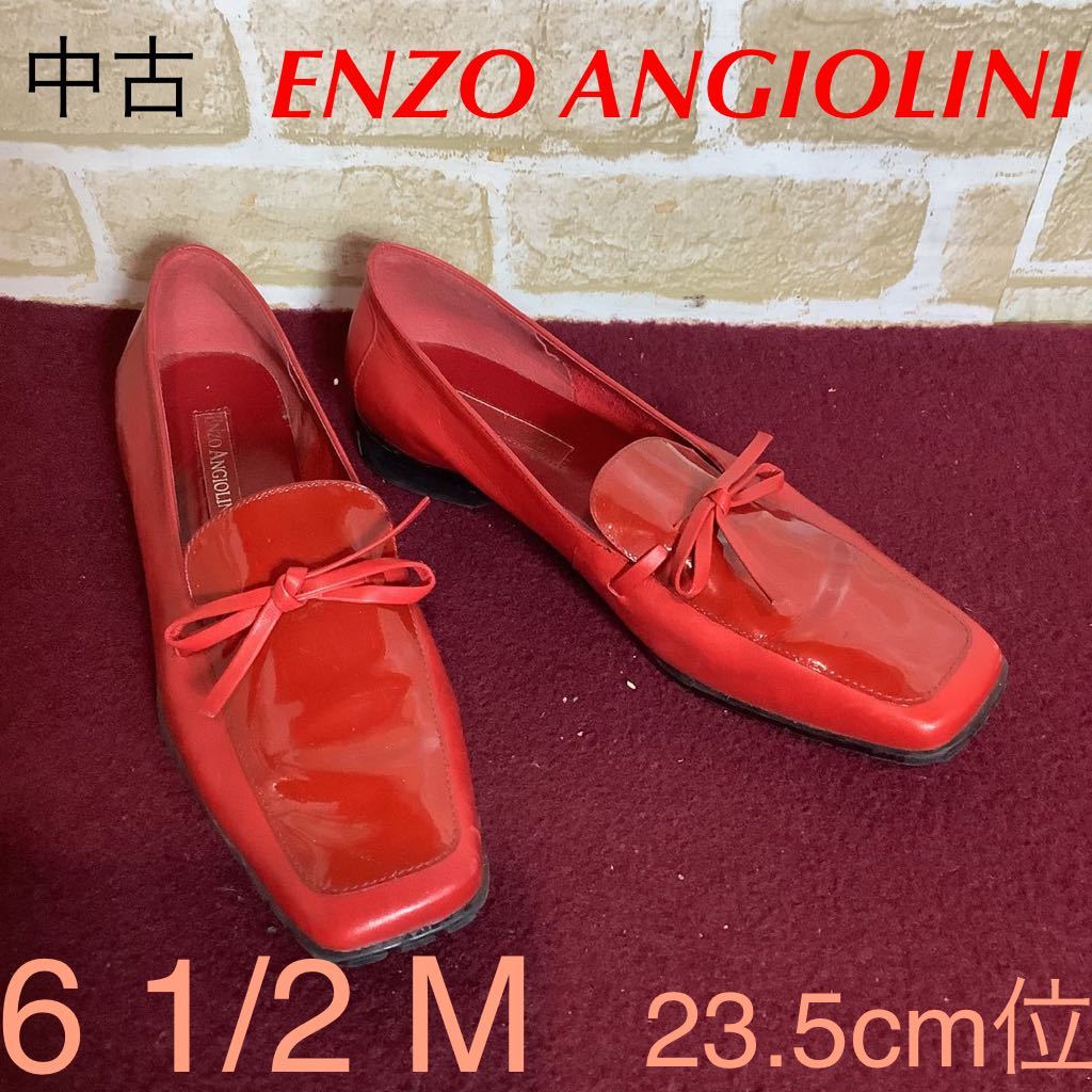 [ распродажа! бесплатная доставка!]A-100 ENZO ANGIOLINI! туфли-лодочки!6 1/2 M 23.5cm ранг! красный! красный! Loafer! модный!....! б/у!