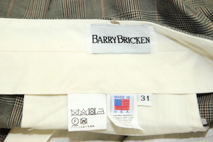 新品 BARRY BRICKEN (バリーブリッケン) グレンチェック トラウザーズ パンツ / 31 / USA製 アメリカ製 / 紳士 / アニ散歩_画像5