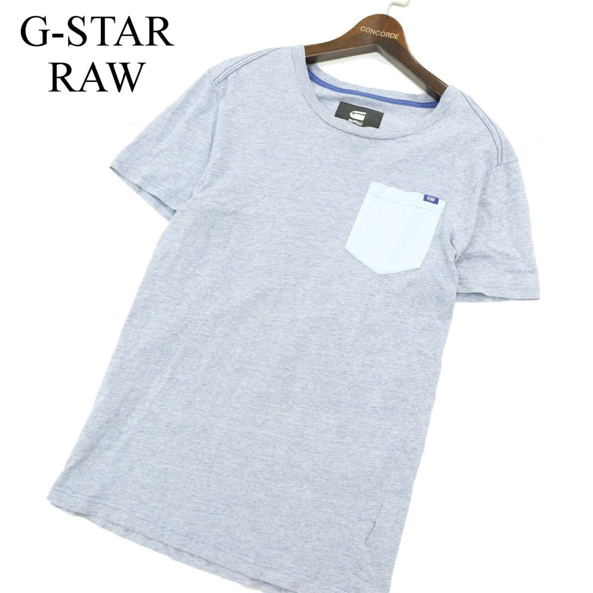 G-STAR RAWji- Star low весна лето [RIBAN POCKET R T S/S] карман * трикотаж с коротким рукавом футболка pokeT Sz.XS мужской синий серия A3T07609_6#D