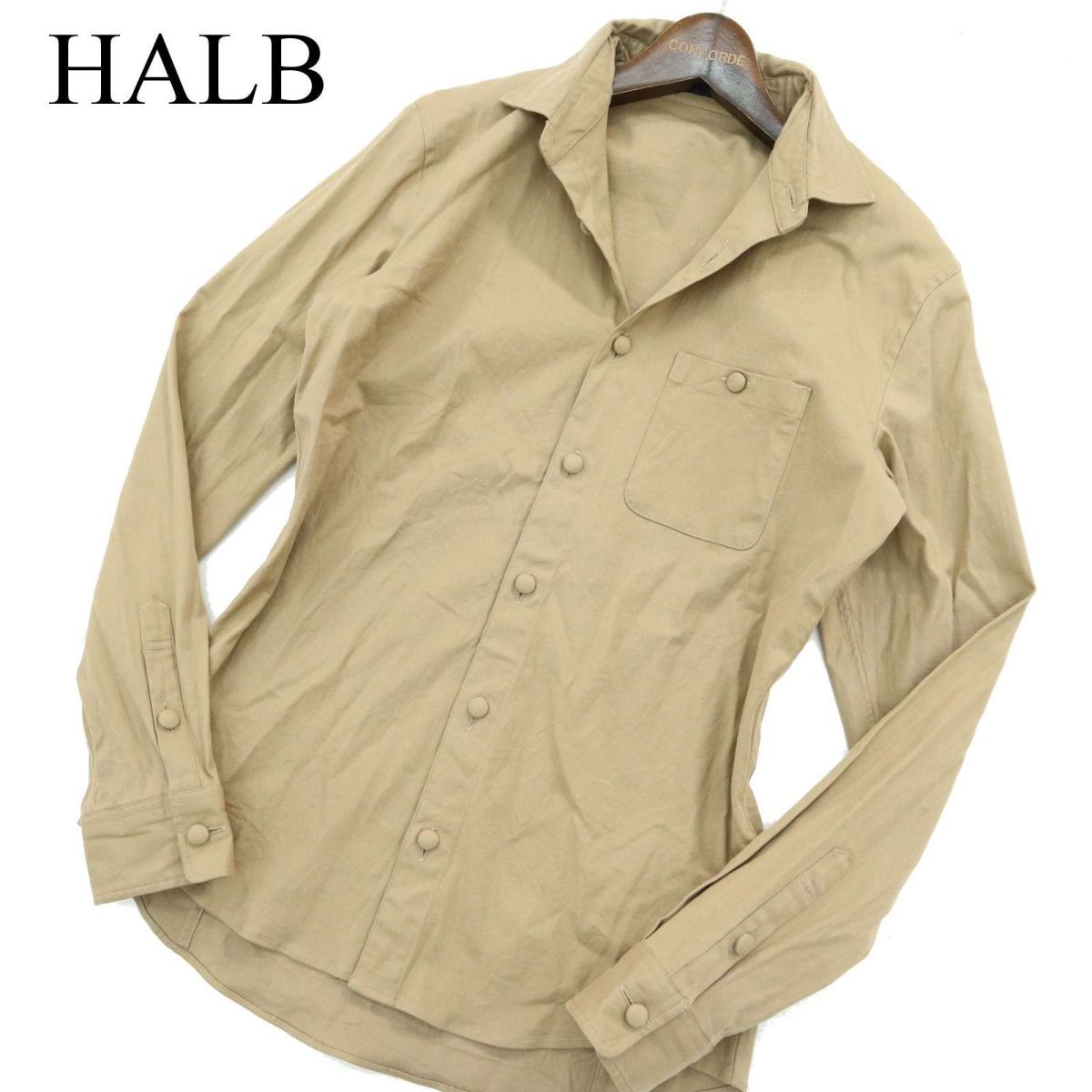 HALB ハルプ テットオム 通年 長袖 スリム★ コットン シャツ Sz.M　メンズ 日本製　A3T08425_7#C_画像1