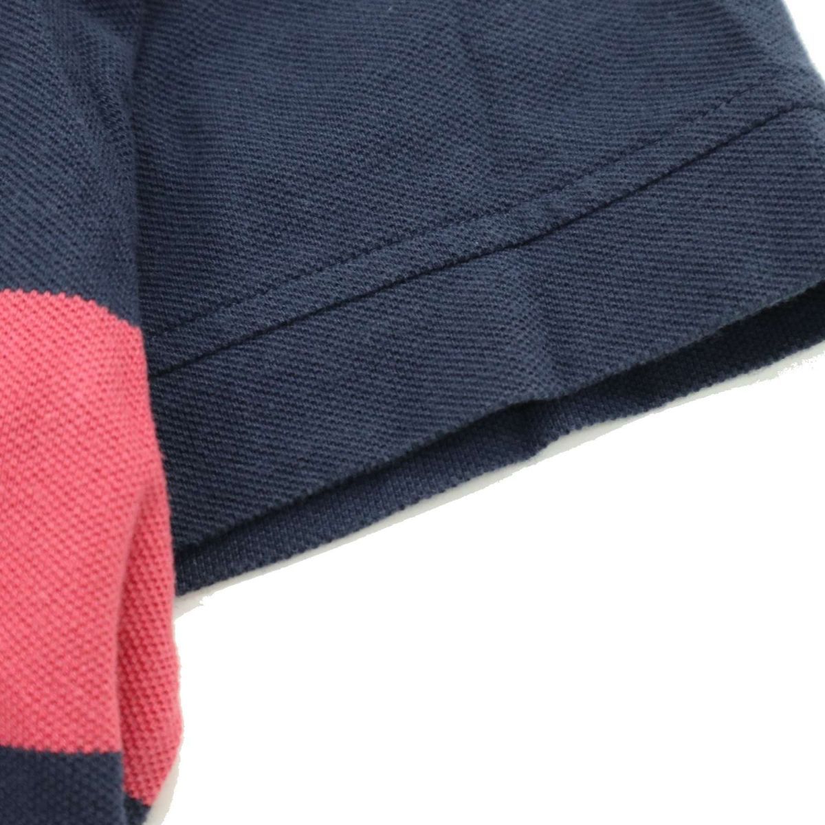 Brooks Brothers ブルックスブラザーズ Red Fleece★ 春夏 半袖 ボーダー ポロシャツ Sz.L　メンズ ネイビー　A3T08765_7#A_画像4