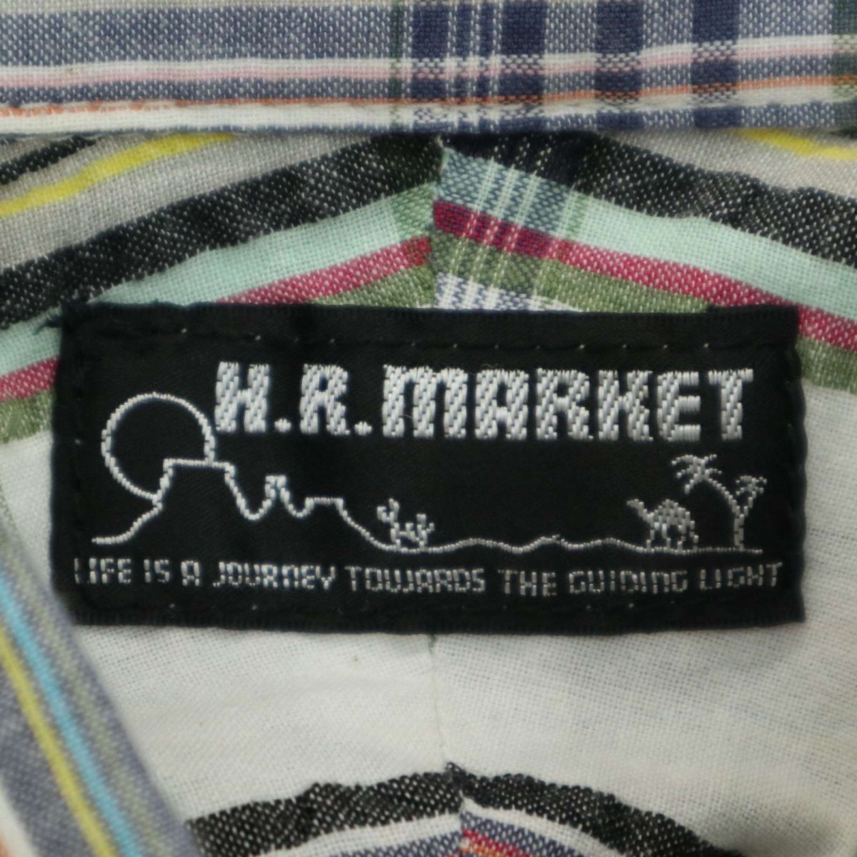 H.R.MARKET ハリウッドランチマーケット 春夏★ 半袖 ボタンダウン チェック シャツ Sz.2　メンズ 日本製　A3T08823_7#A_画像6