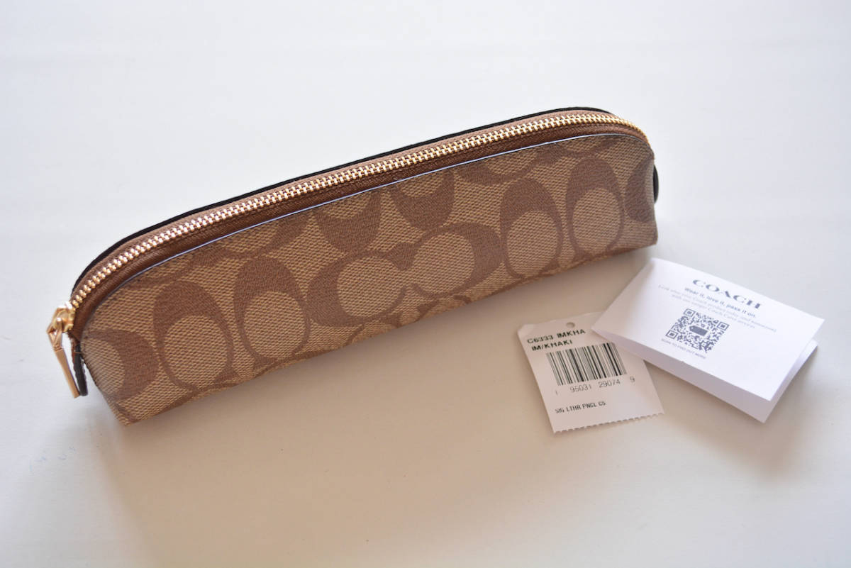 ファッションの 新品 ベージュ ペンケース コーチ シグネチャー COACH
