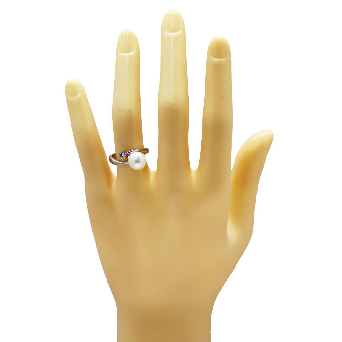 Pt900プラチナ リング・指輪 パール約8.6mm ダイヤモンド0.17ct 12号 6.2g レディース 中古