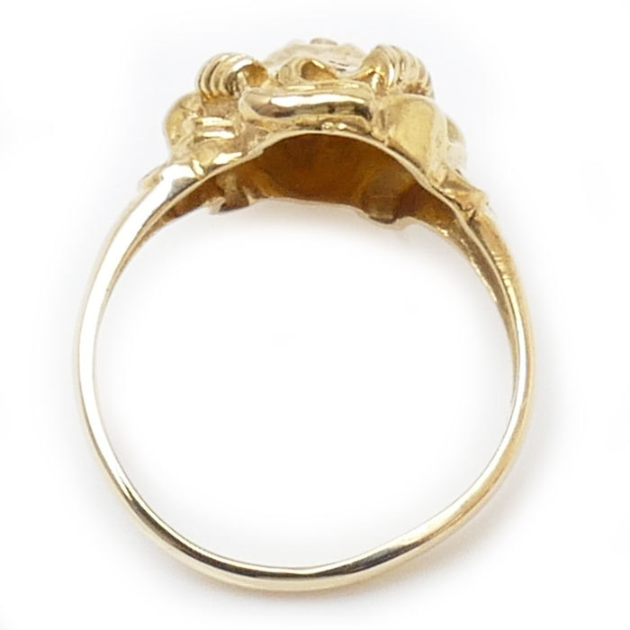 K18YG イエローゴールド カエルモチーフ リング・指輪 ダイヤモンド0.04ct エメラルド 15号 5.6g 縁起 レディース 中古の画像4
