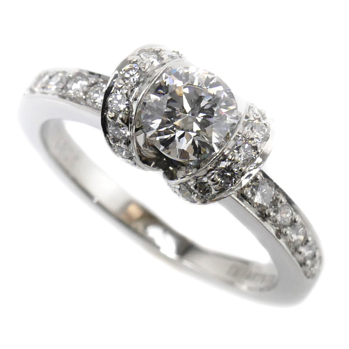 TIFFANY&Co. ティファニー Pt950プラチナ リボン リング・指輪 ダイヤモンド0.45ct 7号 4.8g レディース  極美品のサムネイル
