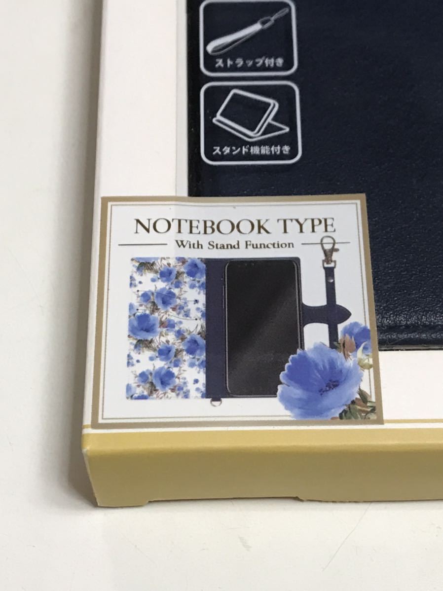  anonymity including carriage iPhone12mini for cover notebook type case pretty floral print navy navy blue color blue strap magnet 12mini iPhone 12 Mini /TI4