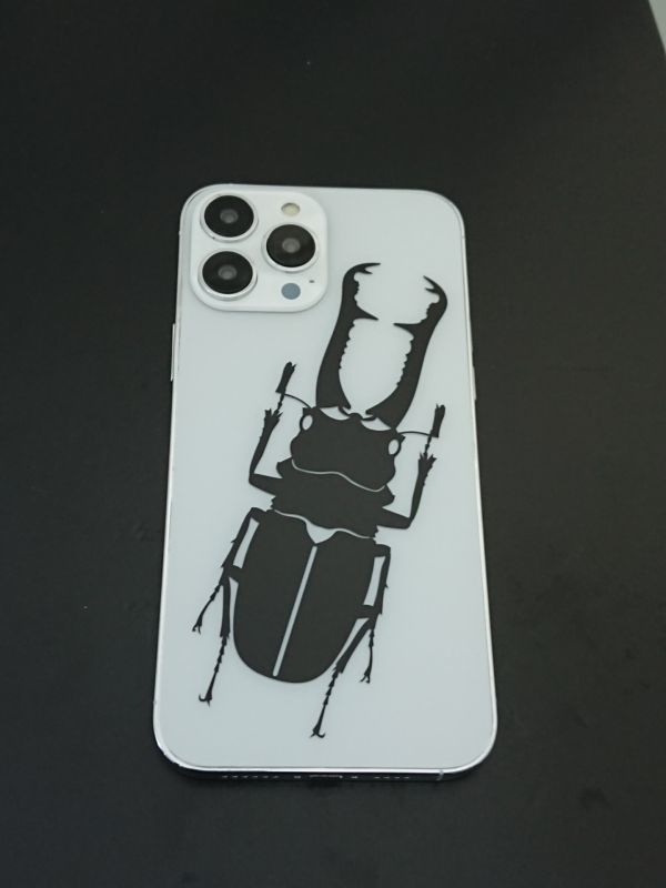 ●甲虫シール　アクティオンゾウカブト　黒　原寸大　カッティング　ステッカー　送料無料　車・バイク　スマホ　Android・iPhone　_画像2