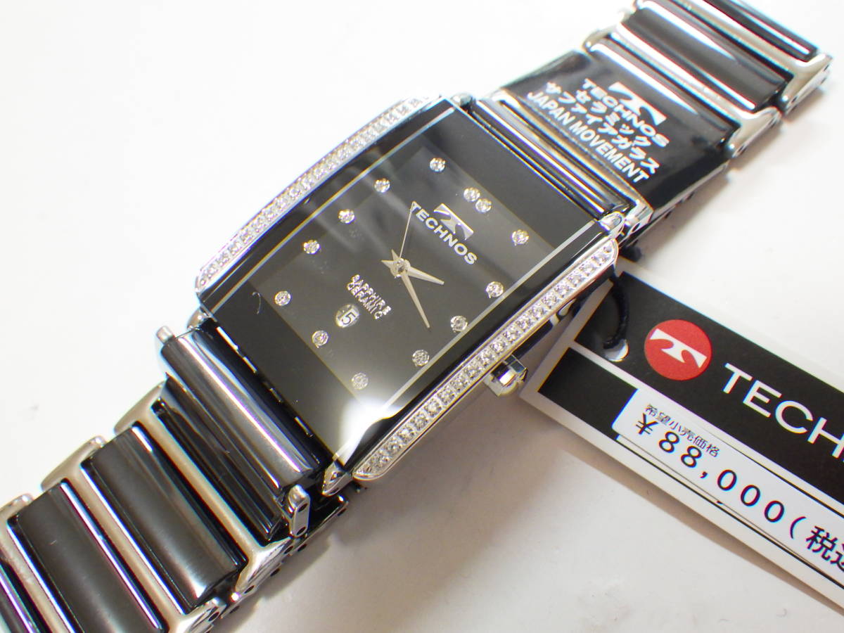 TECHNOSテクノス セラミックブレス クオーツ腕時計 T9557TB　#492