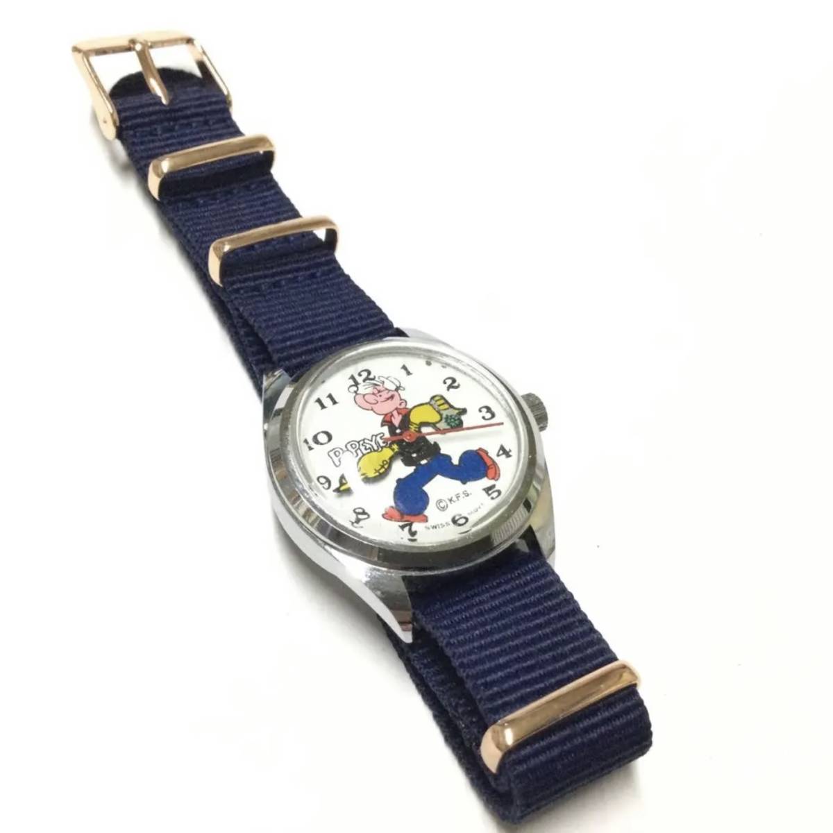【希少レア！レトロ＆ビンテージ】70年代 アメコミ ポパイ キャラクター 手巻き 機械式 腕時計 ジャンク