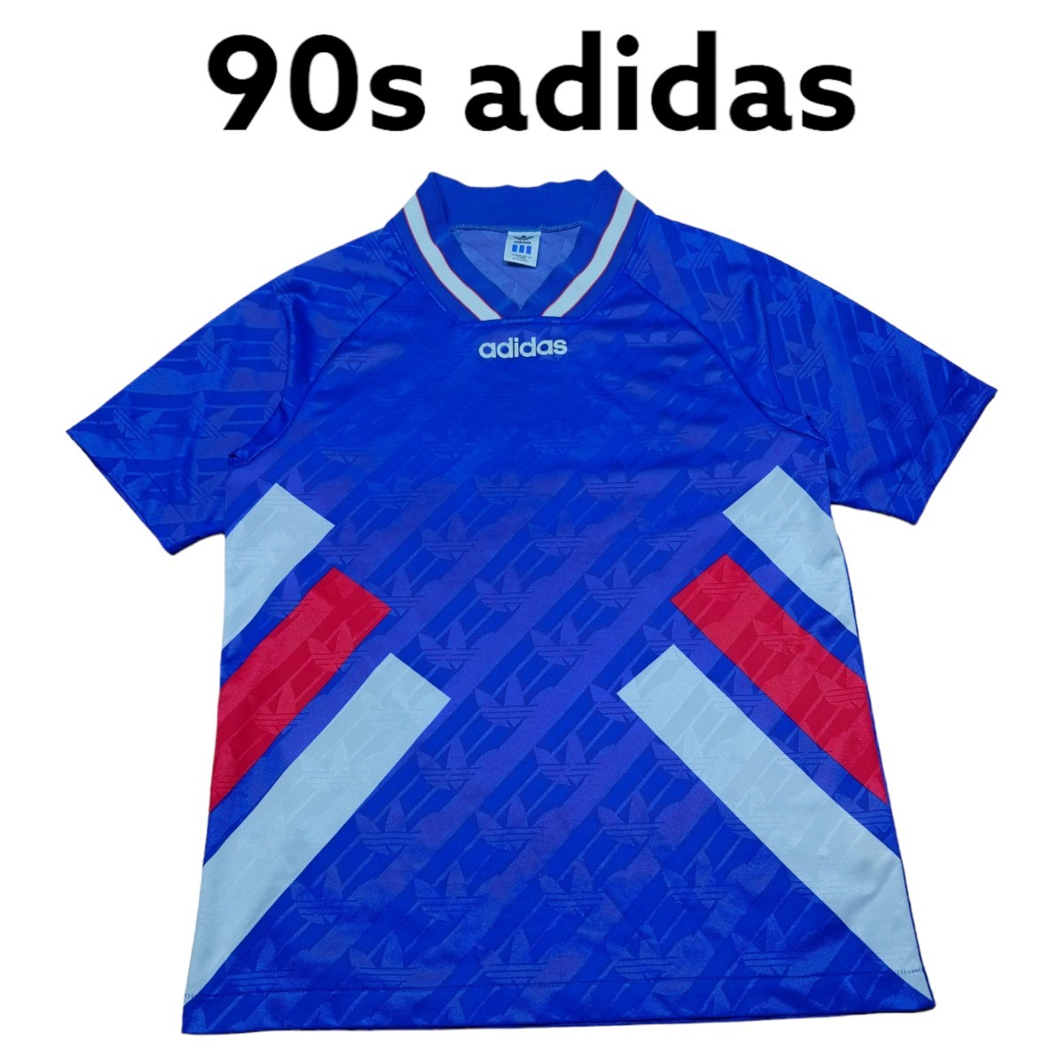 90s adidas　総柄　ゲームシャツ　アディダス　デサント製　ユニフォーム_画像1