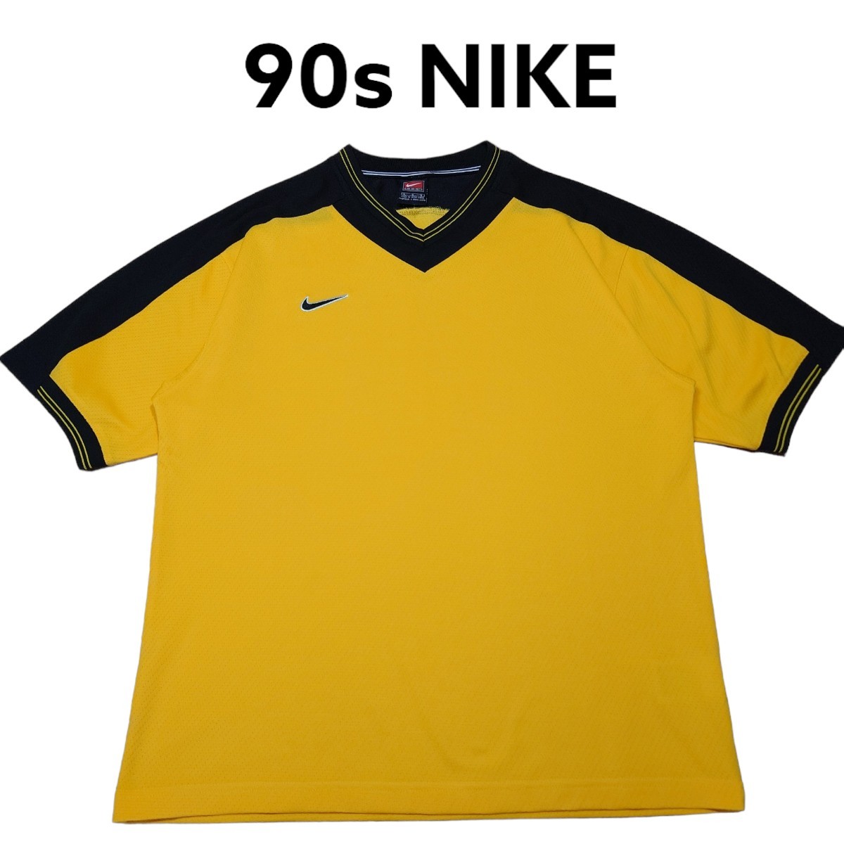 美品　90s NIKE　Vネック　リンガーTシャツ　古着　ナイキ　ゲームシャツ