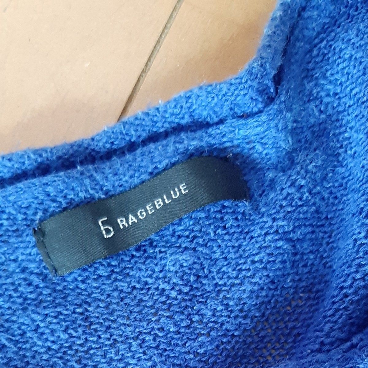 RAGEBLUE 麻混　ブルー　ゆるいサマーニット　ポケットTシャツ　Lサイズ　12