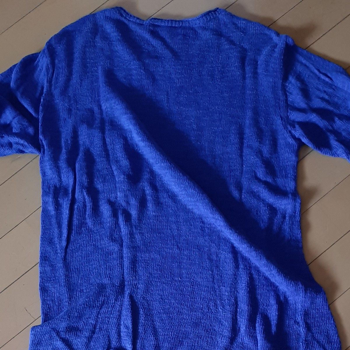 RAGEBLUE 麻混　ブルー　ゆるいサマーニット　ポケットTシャツ　Lサイズ　12