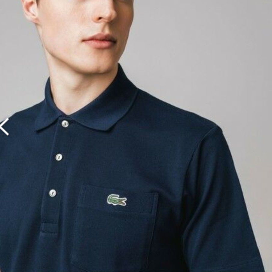 ■新品未使用・日本製【LACOSTE／ラコステ】80sリバイバルポケットポロシャツ、３・M相当、ネイビー、紺色、クラシックフィット