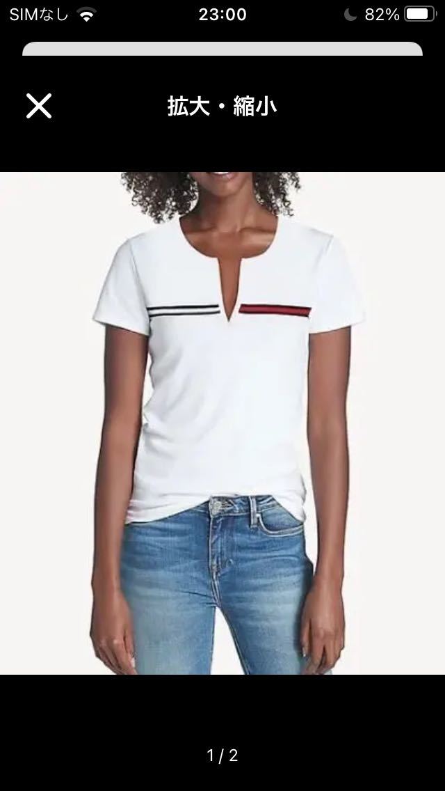 新品　タグ付き セール[XS]Tommy Hilfiger(トミーヒルフィガー)　半袖Tシャツ半袖 ホワイト_画像4