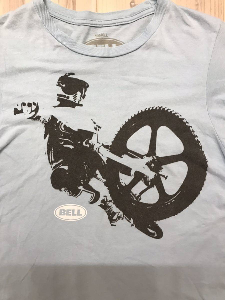 BELL ベル　ビンテージ Tシャツ モトクロスプリント　BELLヘルメット　サイズS スカイブルー　ユーズド　古着_画像7