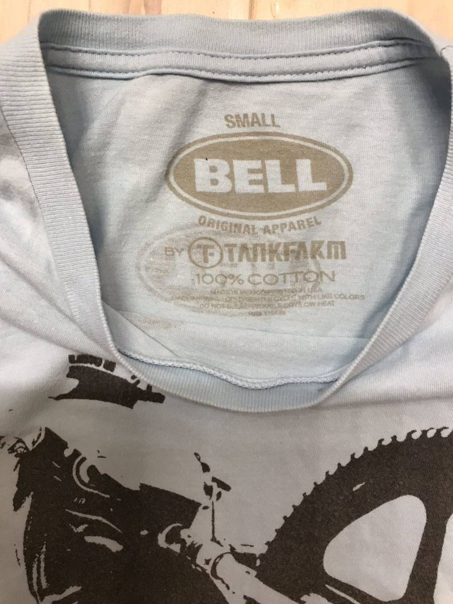 BELL ベル　ビンテージ Tシャツ モトクロスプリント　BELLヘルメット　サイズS スカイブルー　ユーズド　古着_画像8