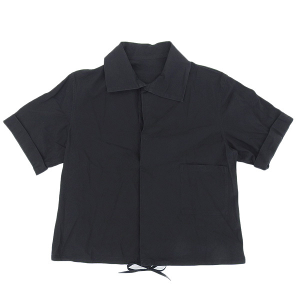 ヨウジヤマモトプリュスノアール YOHJI YAMAMOTO +NOIR コットン100% 半袖 プルオーバー シャツ 黒 ブラック レディース size2 Y02428