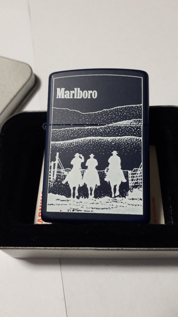 未使用 Marlboro Zippo マルボロ カウボーイ ジッポー 濃紺色 2000年