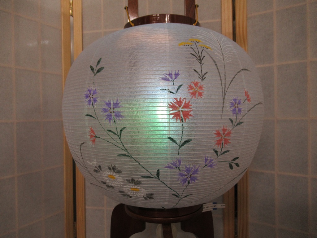 盆提灯「岐阜提灯/松仙/11号/撫子/紙張一重絵/1個/LED電池灯 盆提灯「岐阜提灯/松仙/11号/撫子/紙張一重絵/1個/LED電池灯
