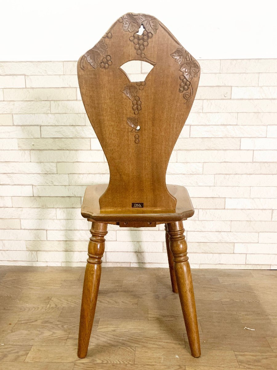 D＆A YOSHIKAWA 木彫 葡萄 彫刻 テーブルセット 椅子 引き出し棚 飾り台_画像9