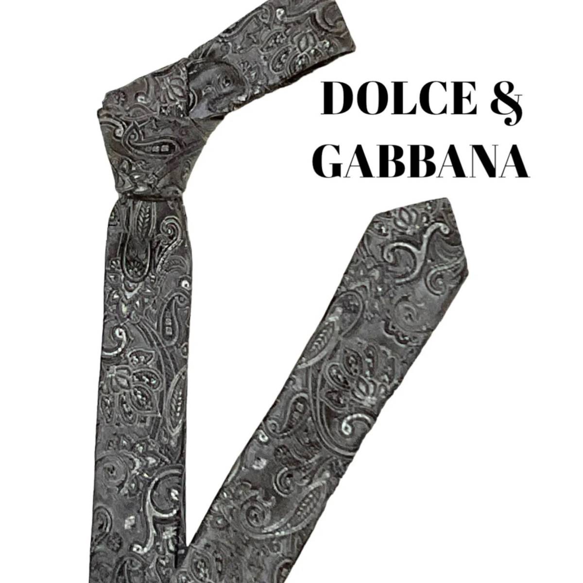 Dolce&Gabbana ドルチェアンドガッバーナ　ナロータイ　グレー　ペイズリー柄