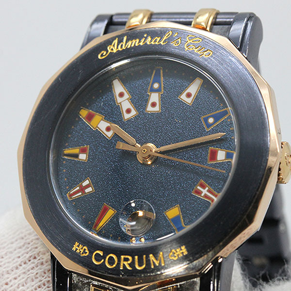 コルム CORUM アドミラルズカップ 39.130.34 V585 ネイビー文字盤 SS/ガンブルー/PG レディース腕時計 クォーツ_画像8