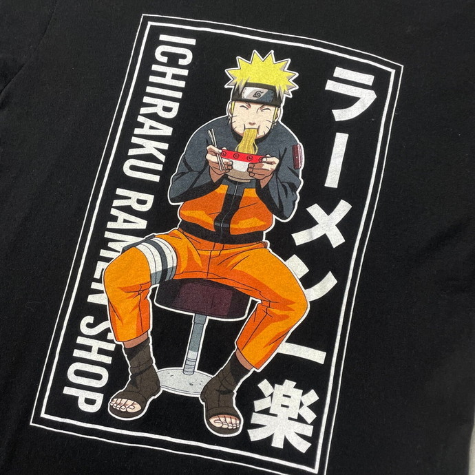 NARUTO 疾風伝 ナルト ラーメン一楽 キャラクタープリントTシャツ メンズM_画像1