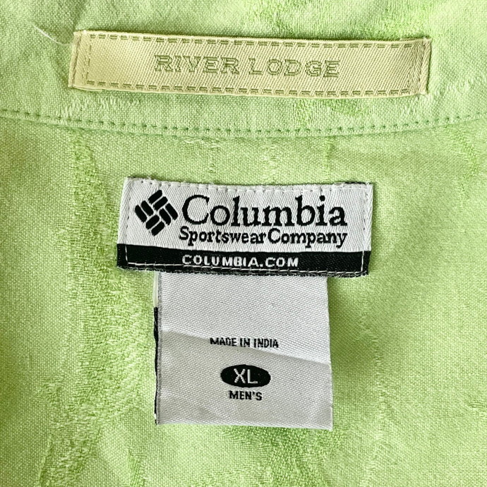 Columbia コロンビア RIVER LODGE 半袖 魚柄 開襟 総柄シャツ メンズXL_画像7