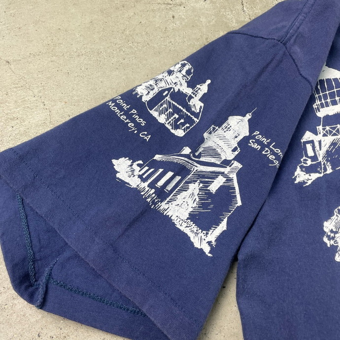 90年代 MICHIGAN RAG CO. ミシガンラグ 灯台 総柄プリント Tシャツ メンズXL相当_画像7