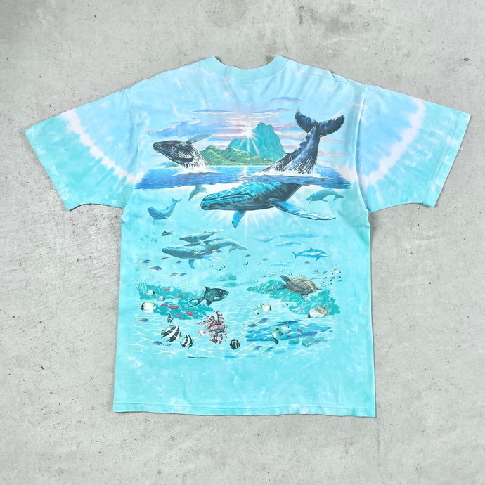 90年代 USA製 LIQUID BLUE 海 タイダイ アート ビッグプリント Tシャツ メンズL_画像7