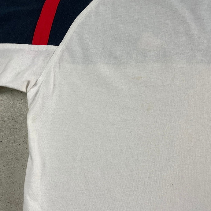 00年代 adidas アディダス パフォーマンスロゴ ワンポイントロゴ 刺繍 切り替えデザイン Tシャツ メンズL_画像5