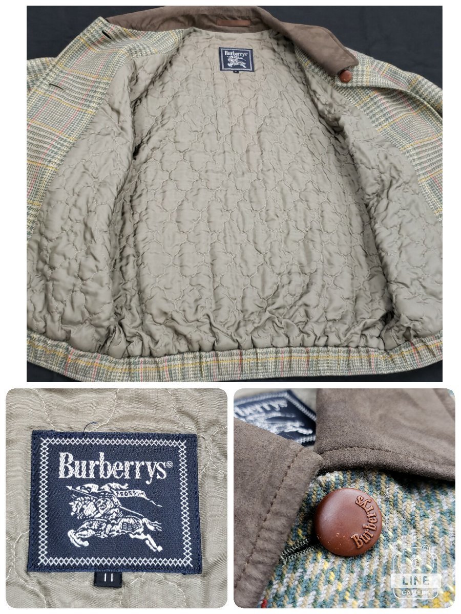 Burberrys шерсть 100% выставить 11 номер Glenn проверка Burberry жакет юбка в клетку Vintage б/у одежда [80a1677]