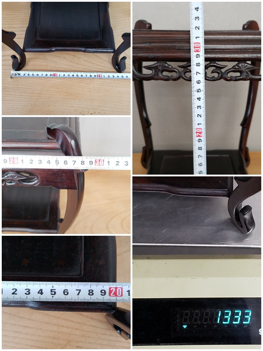 高卓 香炉台 花台 透かし彫り ケリ足 幅29×奥行29×高さ33.5cm 高卓 香炉台 花台 透かし彫り ケリ足 幅29×奥行29×高さ33.5cm