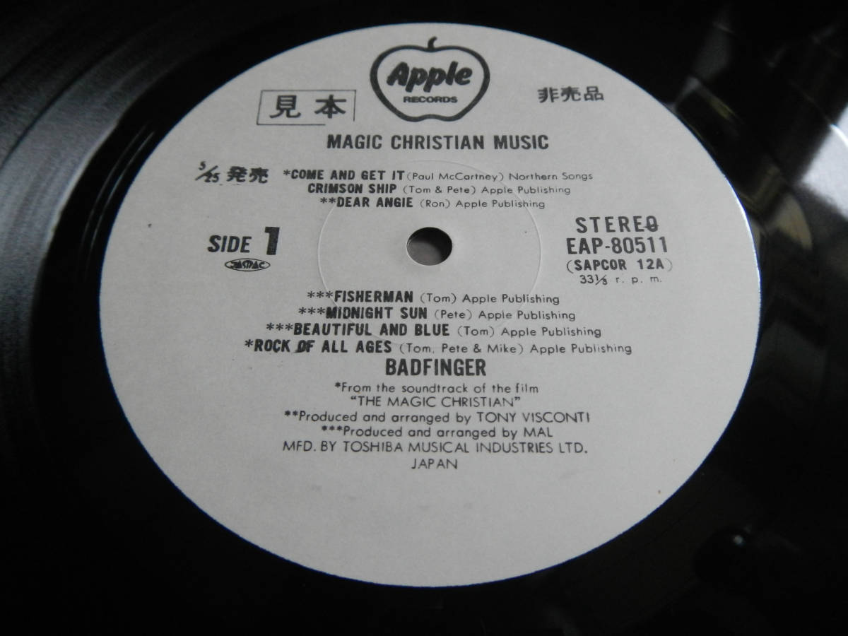 【LP】バッドフィンガー(EAP80511東芝音工APPLE1973年WLP白見本MAGIC CHRISTIAN MUSIC/BADFINGER/ROCK NOW)_画像1