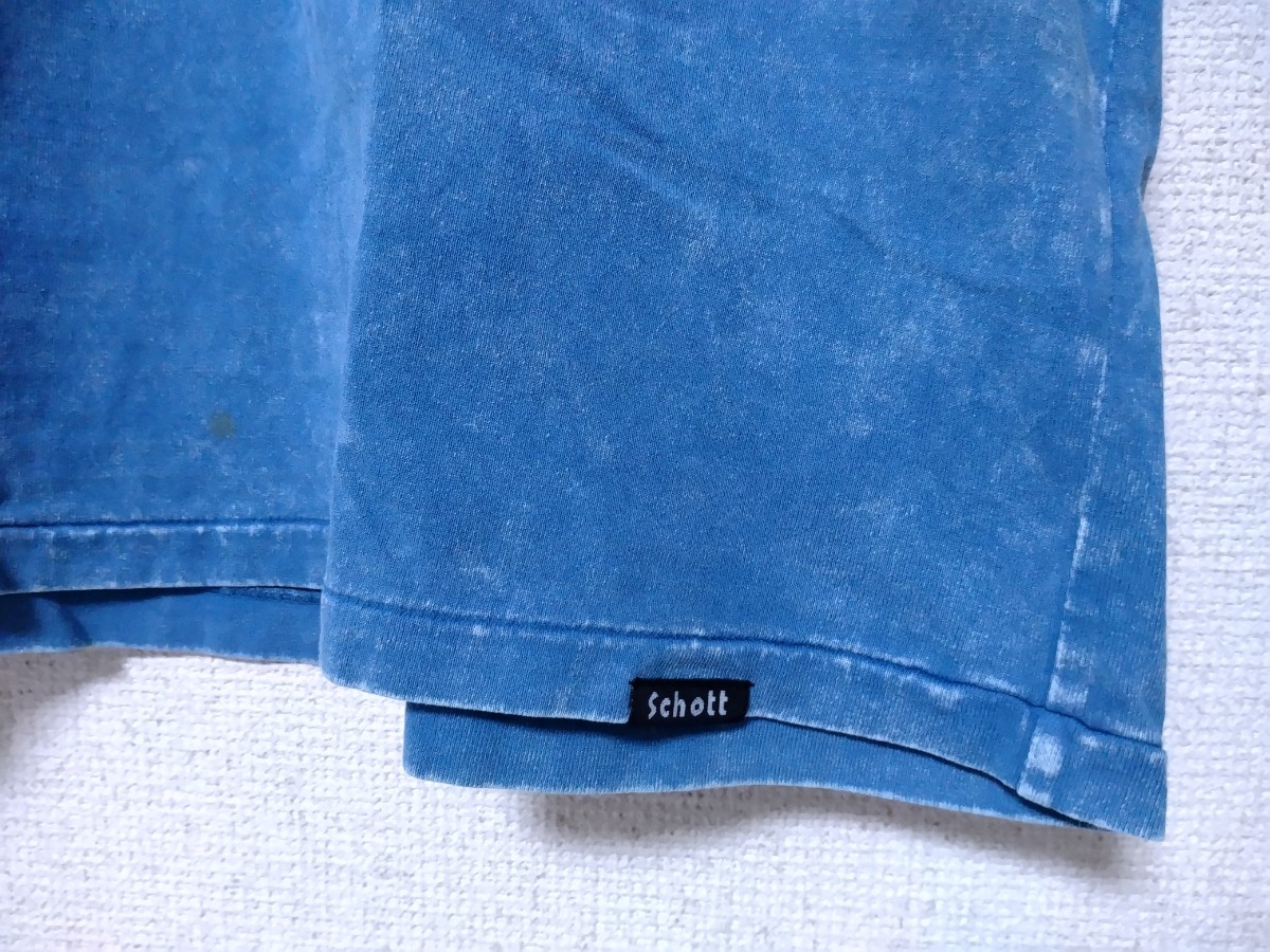 Schott　NYC タイダイ　半袖　Tシャツ　メンズ　XL ロゴ　ペンキ　ロック　ショット　ブルー　ビッグサイズ　ロゴ　USA アメリカ　_画像3
