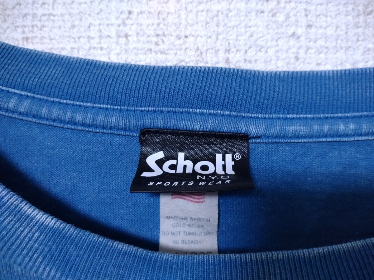 Schott　NYC タイダイ　半袖　Tシャツ　メンズ　XL ロゴ　ペンキ　ロック　ショット　ブルー　ビッグサイズ　ロゴ　USA アメリカ　_画像6