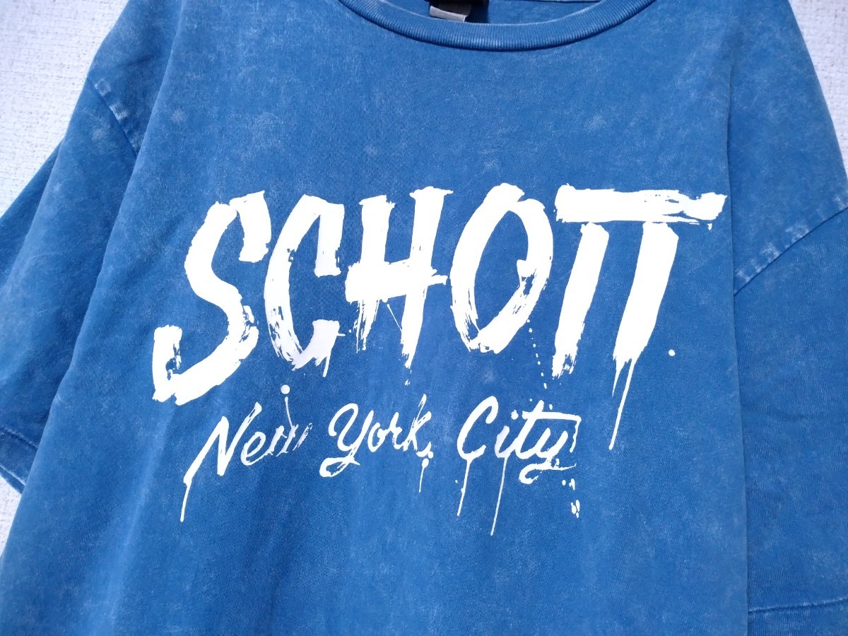 Schott　NYC タイダイ　半袖　Tシャツ　メンズ　XL ロゴ　ペンキ　ロック　ショット　ブルー　ビッグサイズ　ロゴ　USA アメリカ　_画像4