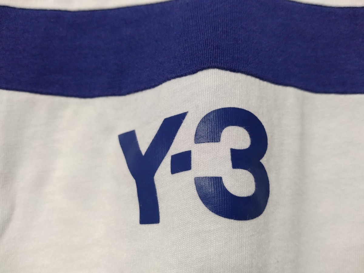 美品　Y-3 　Tシャツ　半袖　メンズ　S 五分袖 ホワイト　ブルー　ワイスリー　ヨウジヤマモト　adidas　アディダス　クルーネック　白　青