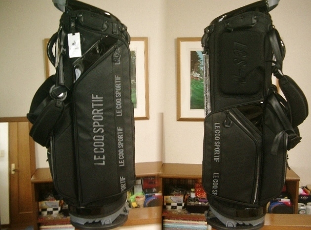 未使用　ルコック　スポルティフ　取っ手付　アスリート向け　ハード目仕様　合繊素材　黒グレー　スタンドバッグ