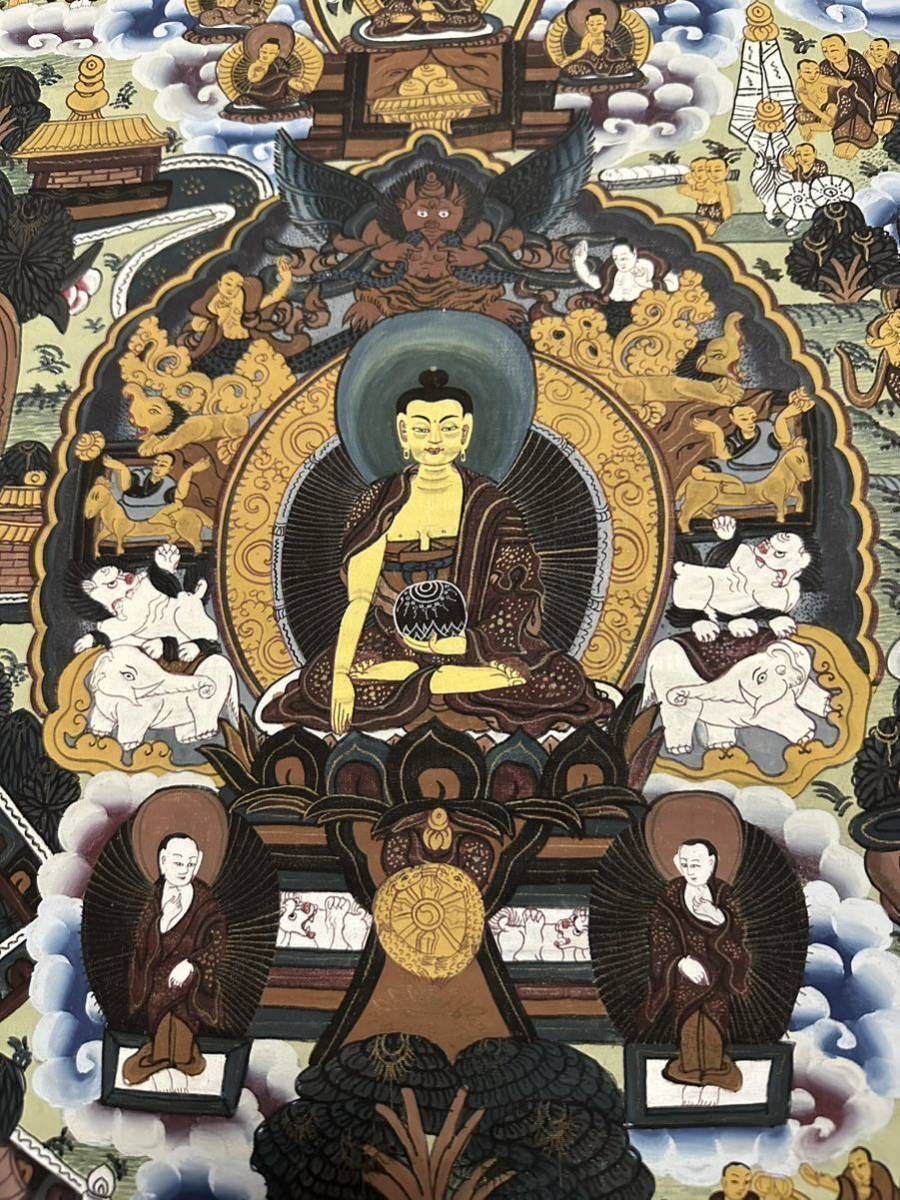 タンカ　仏画　肉筆　曼荼羅　仏教美術 チベット 仏教 仏像 聖 曼荼羅タンカ肉筆　曼荼羅　曼陀羅　マンダラ　　　約75㎝×約58㎝　美品。