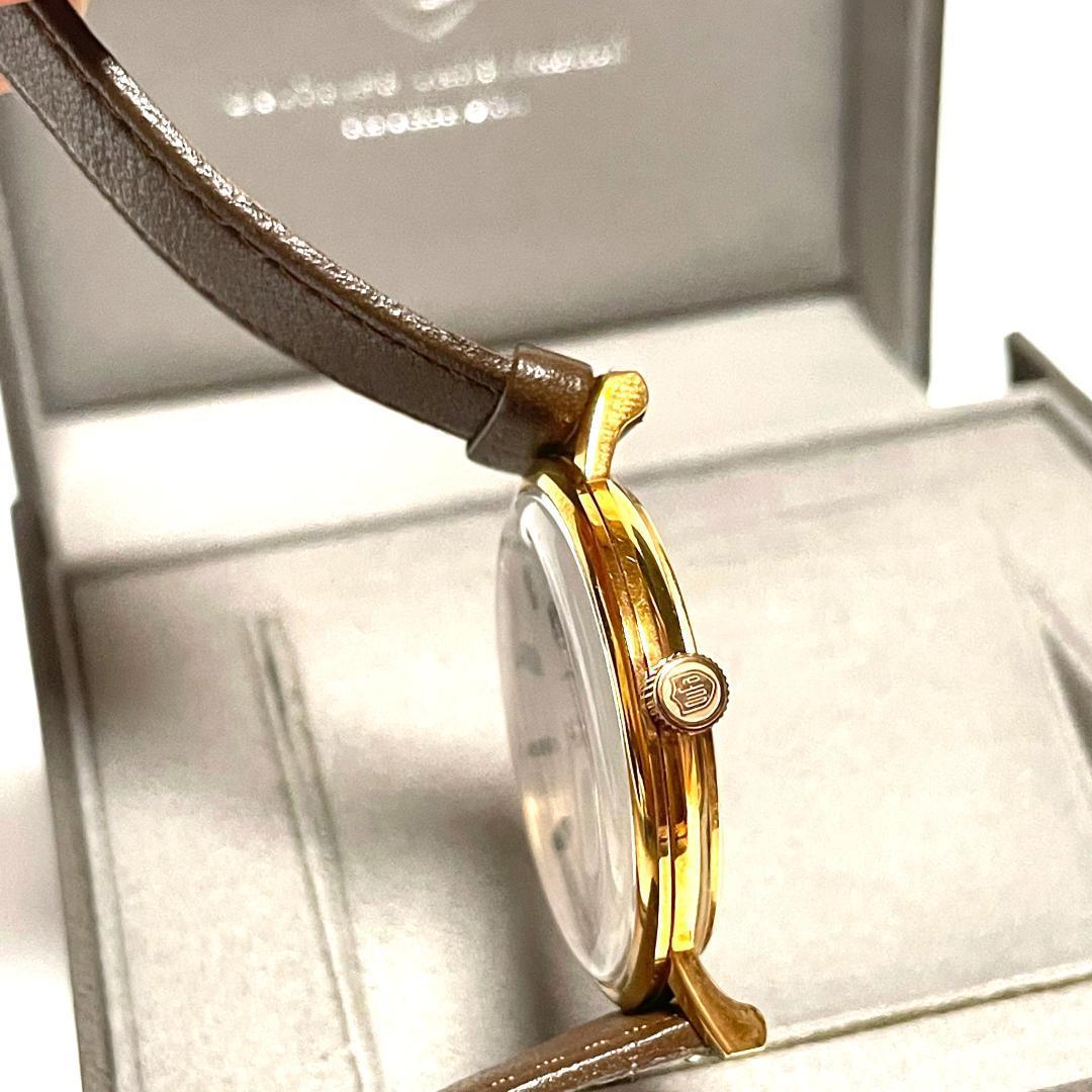 ドゥッファ DF-9001 スモセコ クォーツ 腕時計 2針 箱付き 不動 茶色 ゴールド レザー 金具 DUFA_画像8
