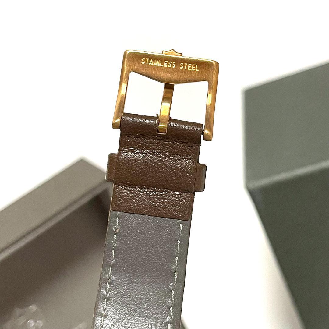 ドゥッファ DF-9001 スモセコ クォーツ 腕時計 2針 箱付き 不動 茶色 ゴールド レザー 金具 DUFA_画像10