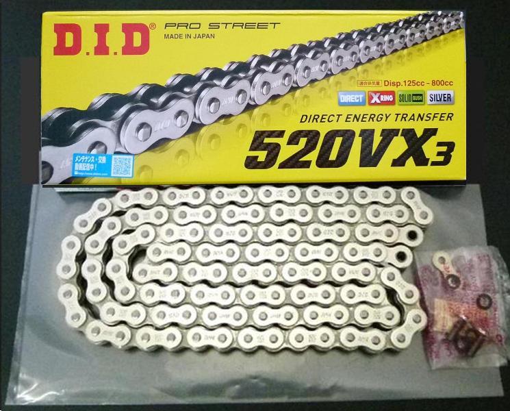 # new commodity!DID chain 520VX3 110L silver plating clip joint attaching Ninja250R KLX250 D Tracker KDX250SR new goods immediate payment *
