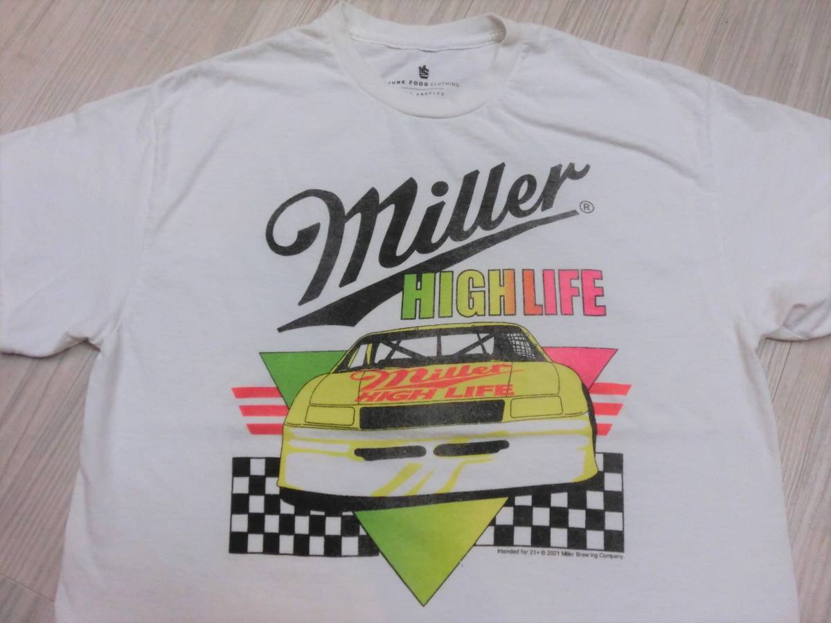  mirror Miller T-shirt BEER USA HIGH LIFE racing car America Vintage enterprise thing Ad ba Thai Gin g beer car LA JUNK FOOD