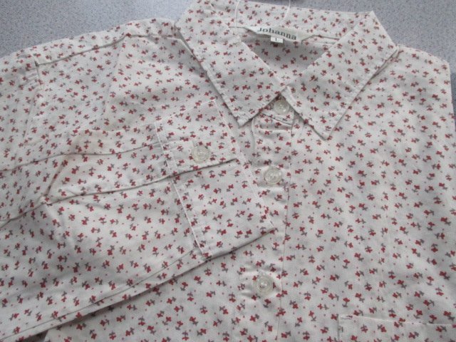 Z5126 free shipping [Johanna product wash long sleeve 2 sheets set work put on * cotton :L] new goods! cooling measures lady's mountain girl cutter shirt business 