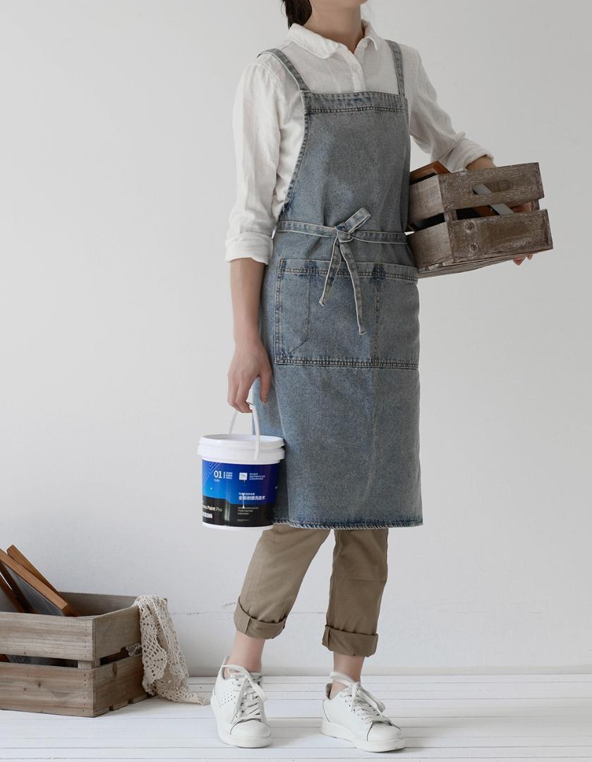  Denim фартук [ голубой ] фартук Cafe DIY работа для для мужчин и женщин фартук 5