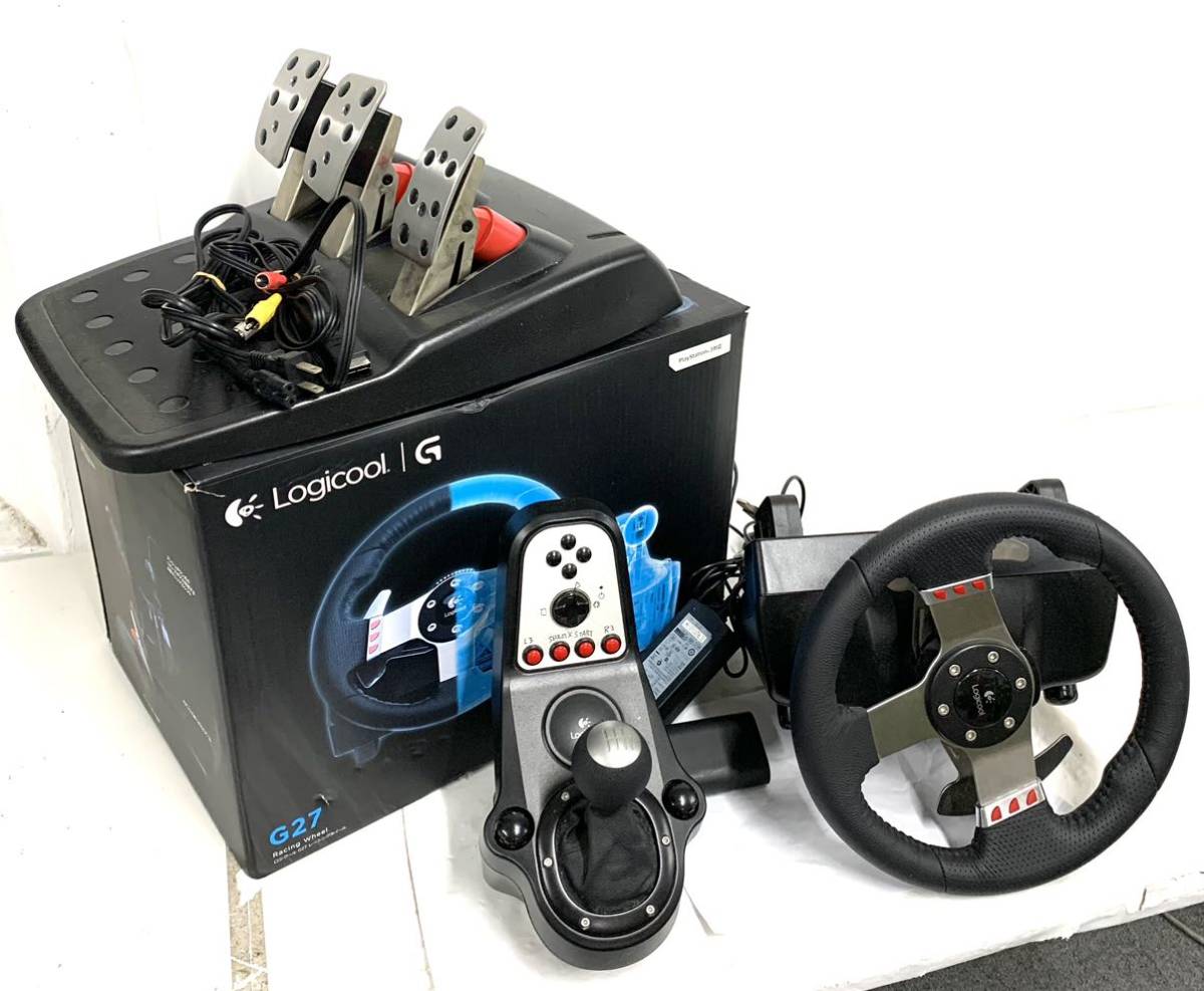 【直接引取可】 動作ok Logicool ハンドルコントローラー G27 RacingWheel W-U0001 PS3 箱あり破れ  レーリングホイール カ15