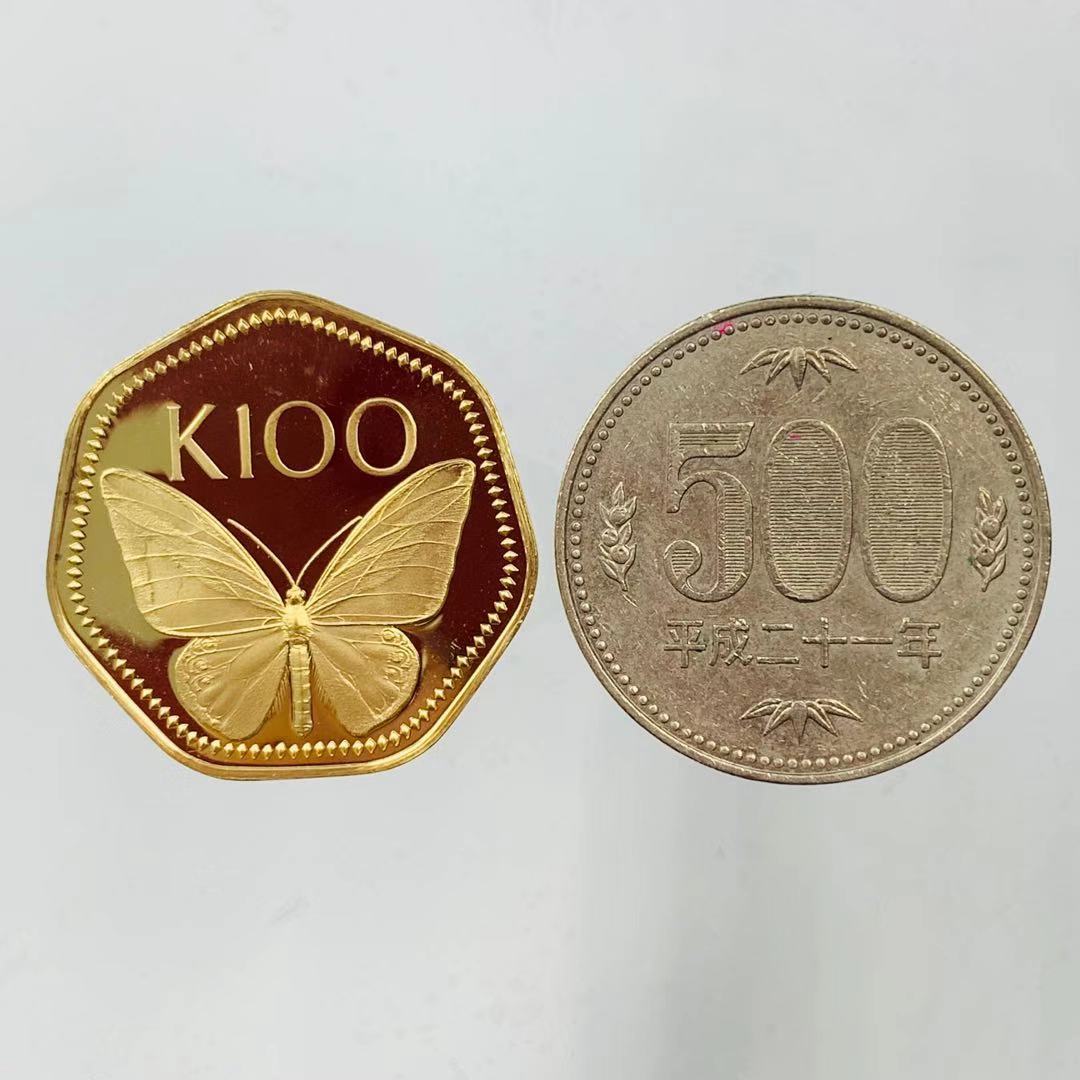 パプアニューギニア トリバネチョウ 100キナ金貨 1978年 9.5g K21.6 イエローゴールド コイン GOLD コレクション_画像3